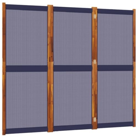 vidaXL Paravent 3-TLG., Raumteiler mit Faltdesign,Trennwand für Wohnzimmer Schlafzimmer Büro, Spanische Wand Sichtschutz, Dunkelblau Massivholz Akazie