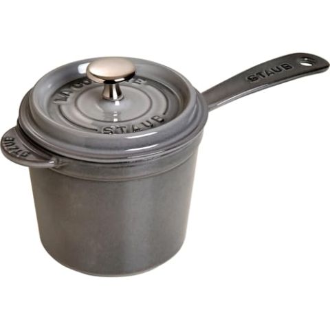 STAUB Stieltopf / Kasserolle für Saucen, 18 cm, 2,8 L, aus Gusseisen, für alle Herdarten, Graphitgrau
