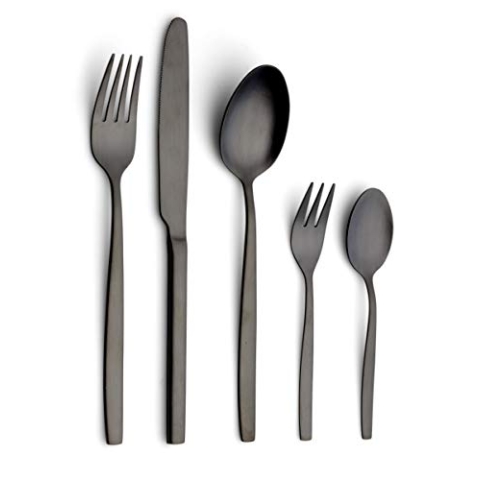 ECHTWERK EW-BS-3055S Tafelbesteck Positano-Black Edition, 30-teilig, für 6 Personen, Edelstahl 18/10, PVD mattiert, Hochwertiges Besteck Set, inkl. Aufbewahrungs-Kassette, Stahl, Schwarz