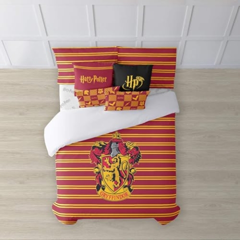 Belum Harry Potter Gryffindor Shield Bettbezug, mit Knöpfen, 100% Baumwolle, für 180-cm-Bett (260 x 240 cm)