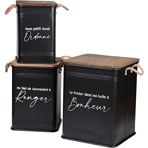 Urban living LOFT & METALL BIDON EN METALL X3 S:27XH41CM / M:33,5XH47CM / L:40XH52CM