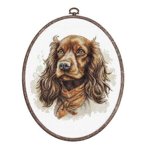 Luca-S Kreuzstich Stickpackung mit Stickrahmen Der Cocker Spaniel Zählmuster