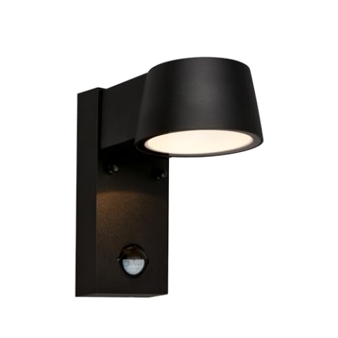 TELEFUNKEN - LED Wandleuchte Aussen mit Bewegungsmelder, Dämmerungssensor, Spritzwasserschutz, Aussenlampe, Wandlampe, LED Strahler, Außenbeleuchtung, Außenleuchte, 16,5x9,5x15,5 cm, Schwarz