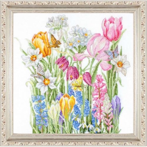 Luca-S Kreuzstich Set März Blumenstrauß, Zählmuster, 28x30cm