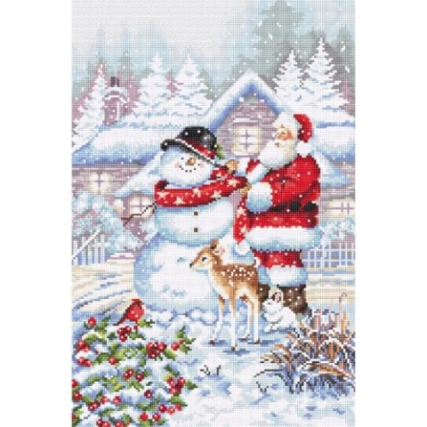 Letistitch Kreuzstich Set Schneemann und Santa, Zählmuster, 33x22cm