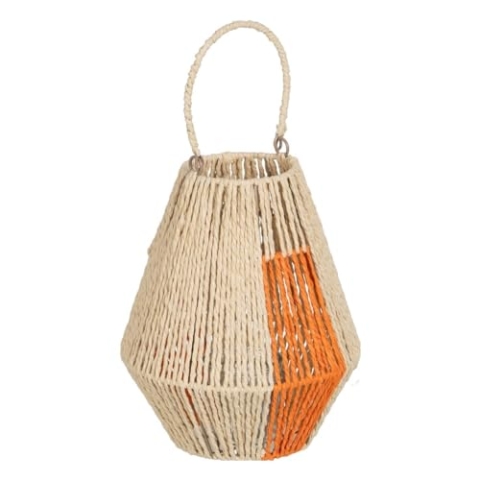 BigBuy Home Laterne Kerzenhalter Laterne Orange Creme Metall Papier Glas 23 x 23 x 28 cm