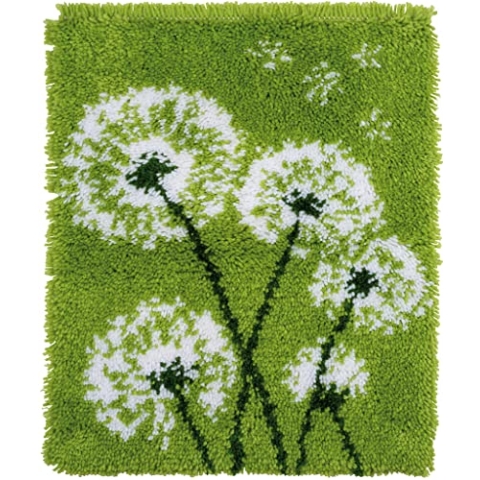 VERVACO Knüpfteppich Set DIY Handarbeit Set Knüpfset für Anfänger PUSTEBLUME Teppich zum Selber Knüpfen Basteln Erwachsene Kreativ 43 x 54 cm Latch Hook Kit Knüpfhaken Zubehör Haus Dekoration