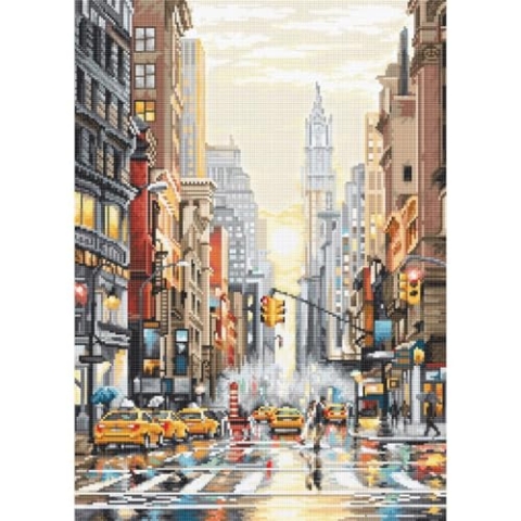 Kreuzstich Set Sonnenuntergang auf der 5th Avenue, Serie: Städte Zählmuster