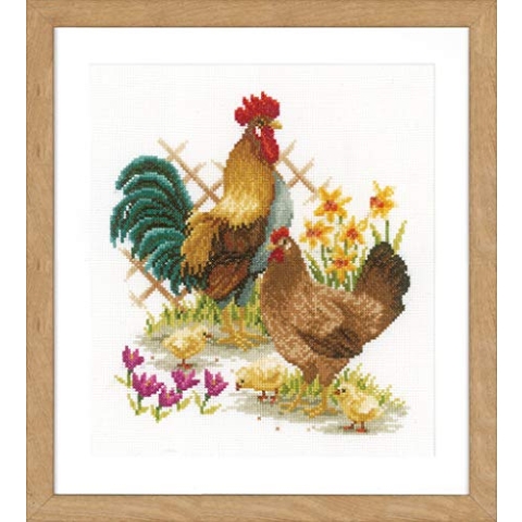 Vervaco Stickpackung Hühnerfamilie, Zählmuster Kreuzstich-Kit gezählt: Chicken Family, Baumwolle, 24 x 26cm