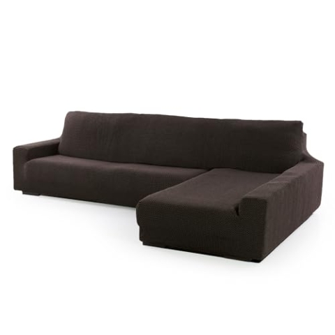 SOFASKINS® super elastischer Chaise Longue überzug, Sofabezug rechte Lange Armlehne, Sofa überzug atmungsaktiv, bequem und langlebig, Kompatible Abmessungen des Sofas (210-340 cm), Farbe braun