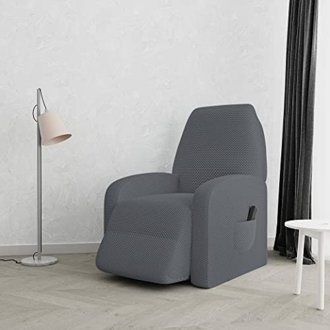 Italian Bed Linen Zurückklappbare sesselabdeckung “Fashionable”, 52% Polyester, 40% Baumwolle, 8% Elastan, Dunkelgrau, Standardgröße