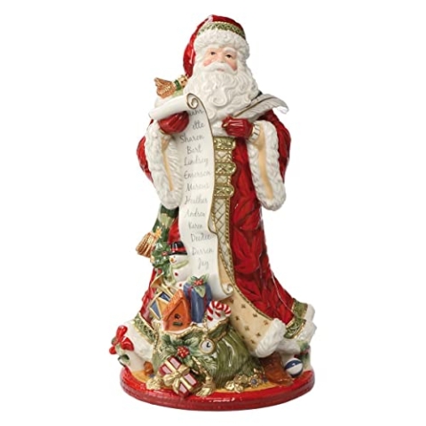 Goebel Fitz & Floyd Santa mit Schriftrolle Rot, aus Steingut gefertigt, Höhe 48cm, 51-001-35-1