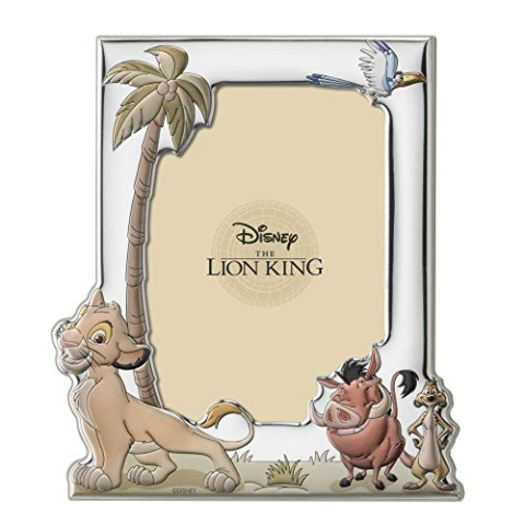 VALENTI & CO. Disney Baby – Der König der Löwen – Bilderrahmen aus Silber mit bunten Details für Tisch oder Nachttisch für das Kinderzimmer perfekt als Geschenkidee zur Taufe oder zum Geburtstag