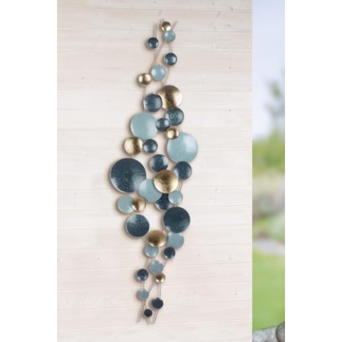 GILDE Wandrelief Turquoise Metall dunkelblau/hellblau glänzend/matt 46x168x6 cm Wanddeko Kunst Dekoration Wohnaccessoire