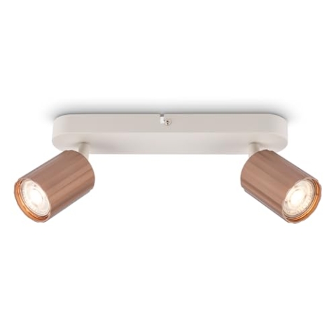 BRILONER - Deckenlampe mit Riffeln, schwenkbar, GU10, max. 9 W, Deckenleuchte, Lampe, Wohnzimmerlampe, Schlafzimmerlampe, Küchenlampe, Deckenstrahler, Deckenbeleuchtung, 28 cm, Coffee