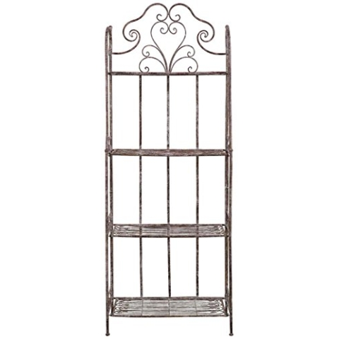 Biscottini Blumenständer metall schwarz 165x33x63 cm | Badezimmer-regal solid metall | Pflanzenregal für Haus und Garten