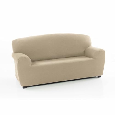 SOFAKOVER® Sofabezug, super elastisch, für 4-Sitzer-Sofas, atmungsaktiv, bequem und langlebig, Sofaüberwurf, einfach anzubringen, Maße 220-260 cm, Beige