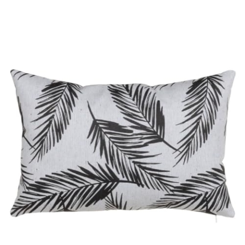 BigBuy Home Kissen Polyester Baumwolle Weiß Schwarz Blätter 45 x 30 cm