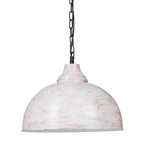 Relaxdays Hängelampe weiß, Metall, Kette, Shabby, Patina-Look, antik, Hängeleuchte HBT: 142 x 35,5 x 35,5 cm, weiß