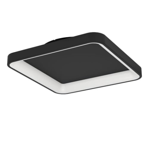 EGLO LED Deckenleuchte Loretello, quadratische Deckenlampe, Bürolampe dimmbar mit Fernbedienung, Metall und Kunststoff in Schwarz und Weiß, warmweiß-kaltweiß, 35 x 35 cm