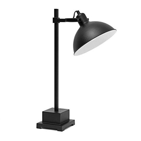 Relaxdays Tischlampe BLACK NIGHT HBT: 57 x 32,5 x 22,5 cm Tischleuchte aus massivem Metall als Leselampe in modernem und schlichtem Design als Leseleuchte für den Schreibtisch, schwarz
