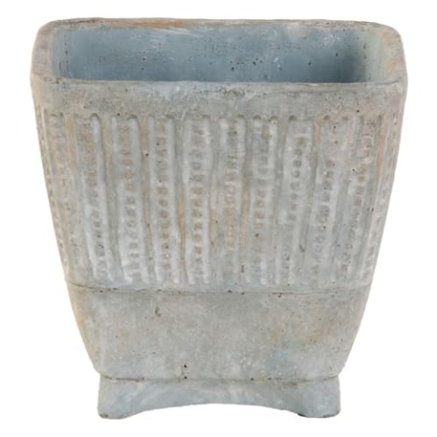 BigBuy Garden Blumentopf, Zementgrau, 19,5 x 19,5 x 19 cm