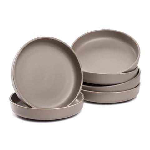 LEONARDO HOME Speiseteller ROMA 6er Set • Ø 19,7 cm • Mikrowellen- & Spülmaschinengeeignet • stapelbar • Keramik Geschirr für 6 Personen • Steingut-Teller, leicht matte Oberfläche • taupe • 027923