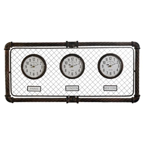 Home ESPRIT Wanduhr Dunkelgrau Polypropylen Eisen 93 x 5 x 42 cm