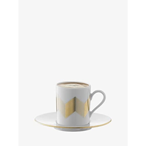 LSA Chevron Espressotasse und Untertasse 100ml Gold Sortiert x 4