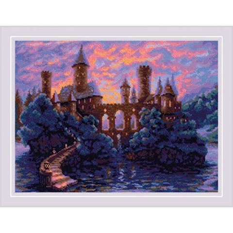 Riolis Kreuzstich Set "Mysteriöse Burg", Zahlmuster, 40x30cm