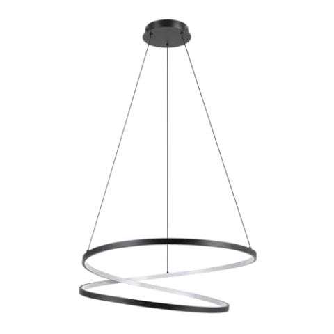 EGLO LED Hängelampe Ruotale, Pendelleuchte über Esstisch, Esszimmerlampe geschwungen, Hängeleuchte Ringe aus Metall in Schwarz, warmweiß, Ø 70 cm