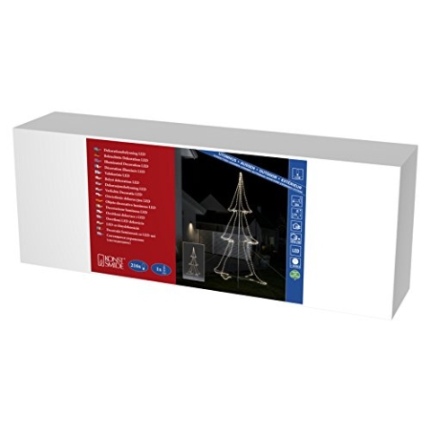 Konstsmide LED Schlauchsilhoutte Tannenbaum, 3D, klein, 216 warm weiße Dioden, 24V Außentrafo, transparentes Kabel - 3942-103