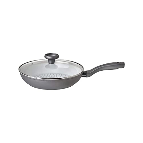 Prestige Earth Pan Bratpfanne 28 cm mit Glasdeckel - Keramikpfanne Induktion - Antihaft, Recycelt & Recycelbar, Giftfrei, Spülmaschinenfest, Easy-Grip-Griffe
