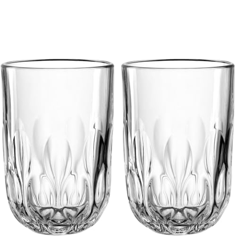 LEONARDO HOME GOCCE Latte Macchiato Glas • 6 Stück • 390 ml • Matchaglas • Spülmaschinengeeignet • Tropfenstruktur • Eiskaffee • Transparent • Klares Design • Kaffeebecher • 055189