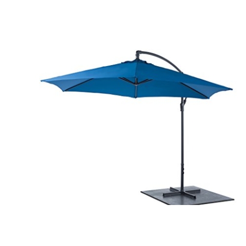 no name 3m AMPELSCHIRM ROYAL BLAU rund Sonnenschirm Kurbel Schirm Fuß Gartenschirm