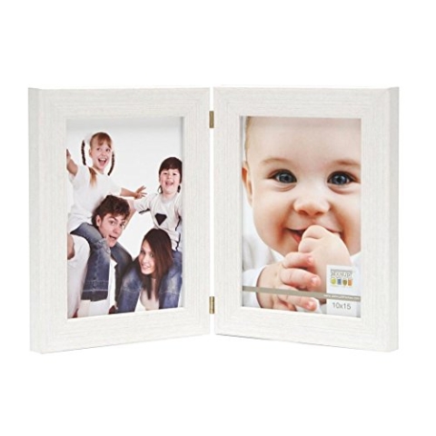 Deknudt Frames S41VF1-H2V-15.0X20.0 Bilderrahmen, Kunstharz, aufklappbar, für 2 Fotos, Hochformat, 24,6 x 19,6 x 1,6 cm, Weiß