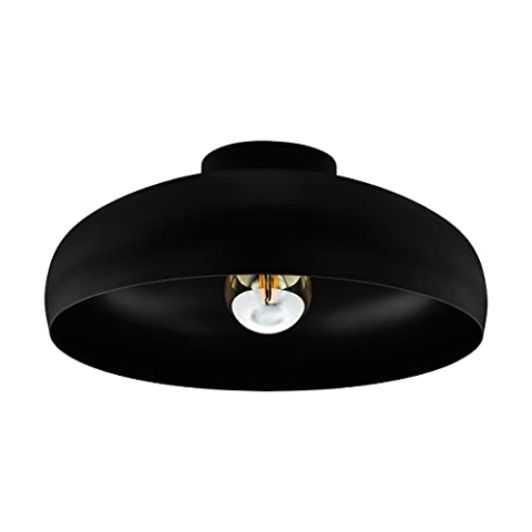 EGLO Deckenlampe Mogano, 1 flammige Deckenleuchte industrial, aus Metall, Wohnzimmerlampe in Schwarz, Schlafzimmerlampe, Flurlampe Decke mit E27 Fassung