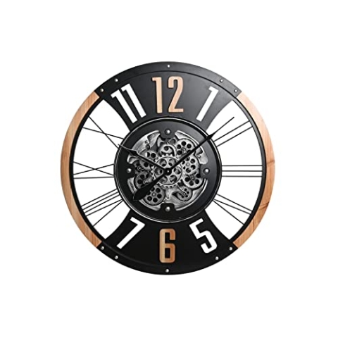 DKD Home Decor Wanduhr, Schwarz/Weiß, Estándar