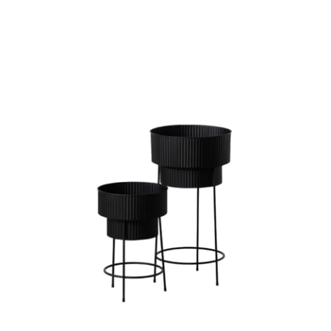 BigBuy Garden Pflanzkübel Set schwarz Eisen 39,5 x 39,5 x 74 cm (2 Stück)