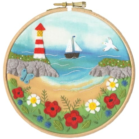 Bothy Threads The Home Of Happy Stitching Filzstickerei Stickpackung mit Stickrahmen, Mohnbucht