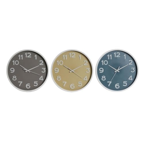 Home ESPRIT Wanduhr, Blau, Weiß, Rosa, Senf, PVC, 30 x 4 x 30 cm, 3 Stück