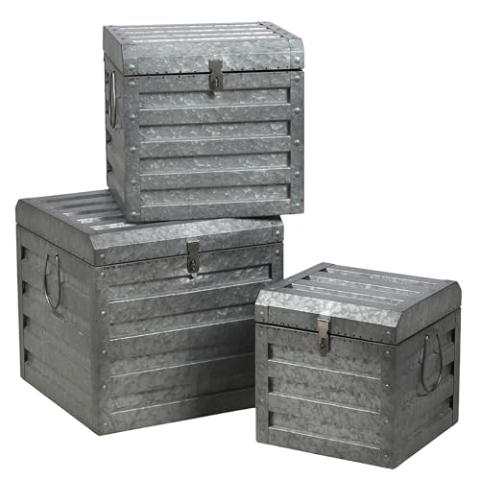 Urban living LOFT & METALL COFFRE EN METAL NOIR X3 S31X21XH23CM/M42X26XH28CM/L53X32XH34CM