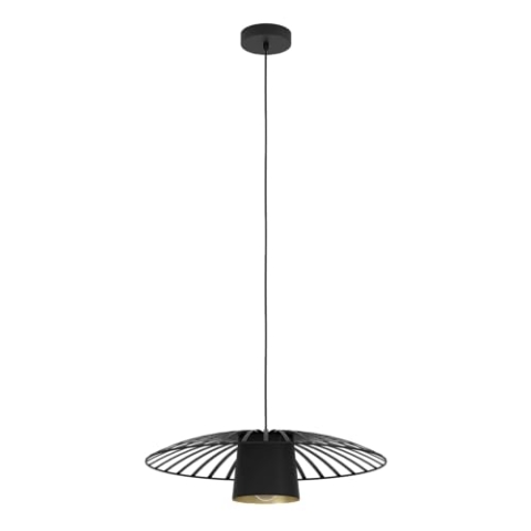 EGLO Pendellampe Felixkirk, Pendelleuchte über Esstisch, runde Hängeleuchte aus Metall in Schwarz, Hängelampe mit E27 Fassung, Ø 57 cm