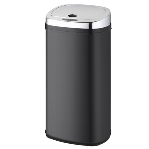 KITCHEN MOVE Largo Abfalleimer für die Küche, automatisch, quadratisch, Edelstahl, Fassungsvermögen 42 l, Schwarz – Modell 2016, 32x25x64cm