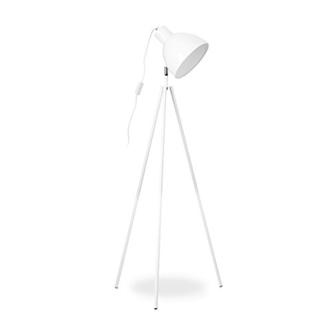 Relaxdays Stehlampe Dreibein, Scheinwerfer Stehleuchte, 1-flammig, Tripod Lampe, HBT: ca. 130 x 53 x 53 cm, weiß