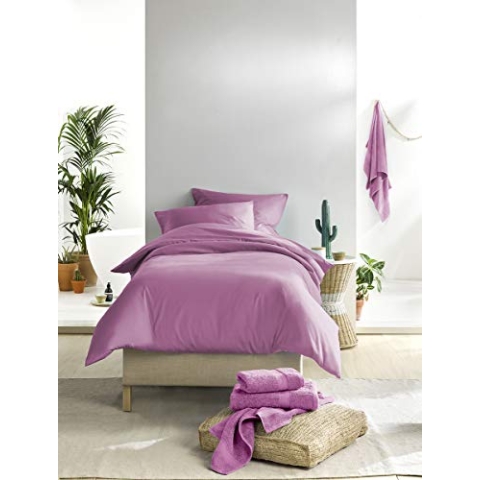 De Witte Lietaer Olivia Bettwäsche in Satin-Qualität aus gekämmter Baumwolle, Flieder/Smoky G, 140 x 200, 2