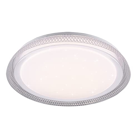 Reality Leuchten LED Deckenleuchte Heracles R62371200, Kunststoff Weiß, inkl. 24 Watt LED, Starlight Effekt, Fernbedienung