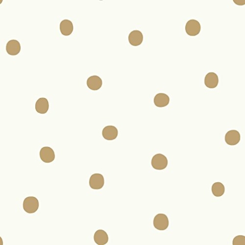 RoomMates Thedecofactory rmk9012wp Tapete ahesif wiederverwendbar Punkte gold, Vinyl, Mehrfarbig, 500 x 53 x 0,1 cm