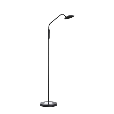 Fischer & Honsel Stehleuchte, Tallri | sandschwarz| H: 135 cm, D: 23 cm, A: 40 cm| mit Taster stufenlos dimmbar| Farbtemperatureinstellung in 3 Stufen| 1x LED 7,5Watt, 880 lm | EEG: F | 40485