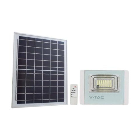 V-TAC 35W Solarmodul mit 2450 Lumen LED-Flutlicht, 4000K Day White, IP65 Wasserdicht, 120° Abstrahlwinkel, 30000mAh Batterie, Fernbedienung & Timer Funktion
